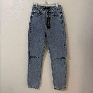 White Fox Jeans in Light Blue with Knee Rips